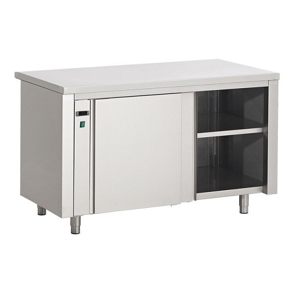 Armoire chauffante Gastro-Inox inox AISI 430 1200x700x850mm, thermostat digital & affichage de la température, étagère perforée, 304.020