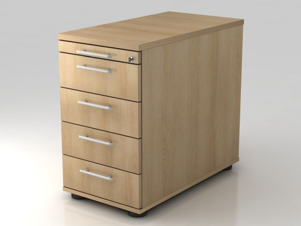 Conteneur sur pied Hammerbacher 80cm, 4 tiroirs, poignée de garde-corps verrouillable chêne, 42,8x72-76x80 cm, 1/3/3/3/3 HE, VSC50/E/E/RE