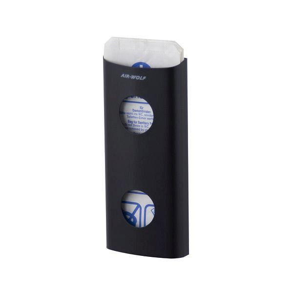 Distributeur de sacs hygiéniques Air Wolf, série Alpha, H x L x P : 262 x 117 x 35 mm, acier inoxydable noir mat, 60-137