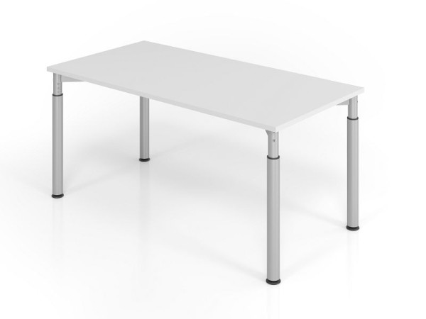 Bureau Hammerbacher YS16, 160 x 80 cm, plateau : gris, épaisseur 25 mm, chant épais en ABS, forme rectangulaire, argent, VYS16/5/S