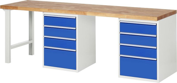 Etabli RAU série 7000 - modèle 7510-8, L2500 x P700 x H890 mm, base système L2500 x P650 x H850 mm, 03-7510A8-257B4M.11
