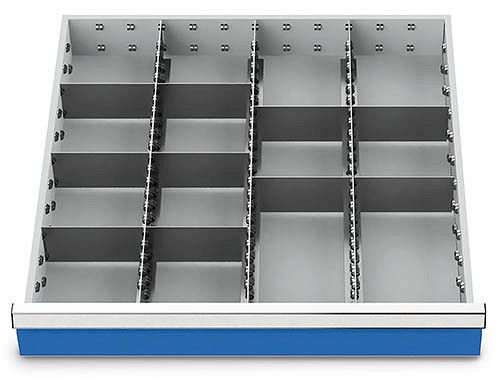 Bedrunka+Hirth inserts de tiroir T736 R 24-24, pour hauteur de panneau 75 mm, 3 x MF 600 mm, 10 x TW 150 mm, 138BLH75