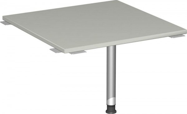 geramöbel plaque de liaison angle plein 90° avec pied de support, avec guide-câble, réglable en hauteur, 800x800x680-800, gris clair/argent, S-555008-LS