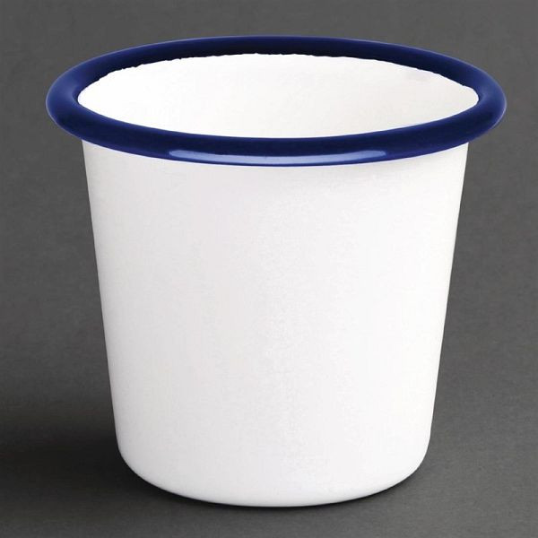 Coupelles émaillées OLYMPIA blanc-bleu 11,4cl, UV: 6 pièces, DC383