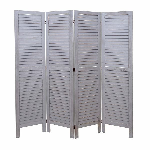 Mendler Paravent HWC-G30, écran de séparation, séparateur de pièce, aspect shabby 170x162cm, gris, 67524