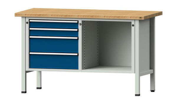 Établis ANKE Établi en caisson, modèle 134 V, 1500 x 700 x 890 mm, RAL 7035/5010, BMP 40 mm, 305.033