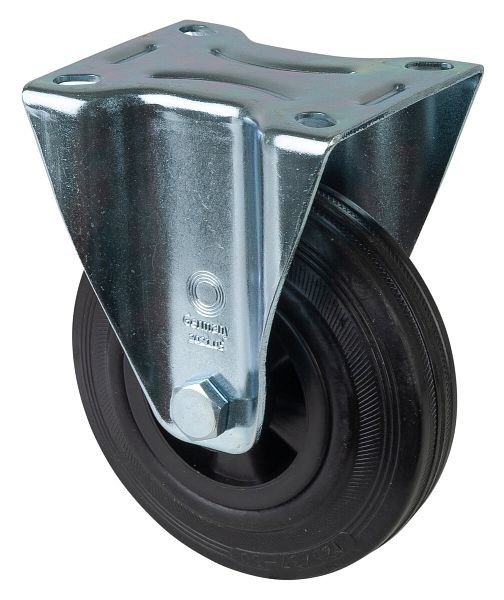 Rouleau de transport BS rollers, rouleau fixe, largeur de roue 37,5 mm, roue Ø 125 mm, capacité de charge 100 kg, plastique, roulement à rouleaux, plaque, pack : 2 pièces, L410.B45.125