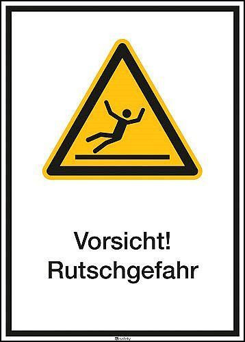 Panneau combiné DENIOS "Attention : risque de glissement", ISO 7010, aluminium, 265 x 370 mm, lot de 5, 266753