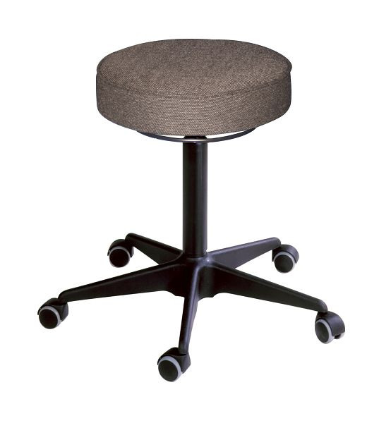 Tabouret Lotz ESD selon DIN EN 61340-5-1, rembourrage, anthracite, réglage de la hauteur d'assise 490 - 630 mm, déverrouillage par anneau, base en acier, roulettes, 3321.13