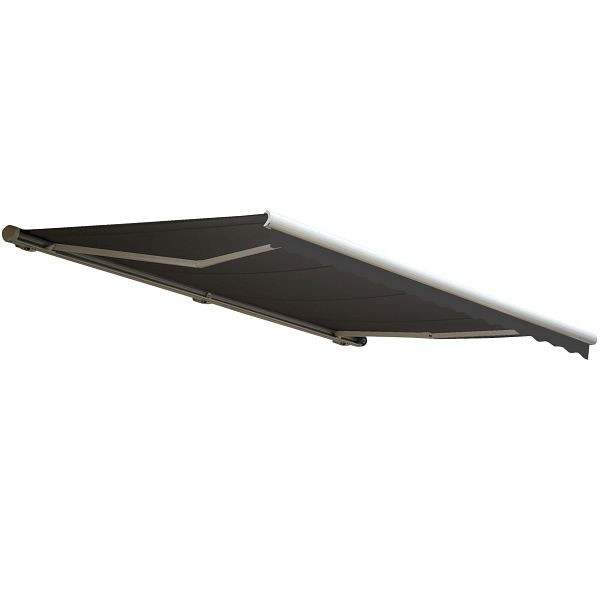 Store à cassette électrique Mendler T124, cantonnière cassette complète 5x3m, polyester anthracite, 58229+34295+35606+62481