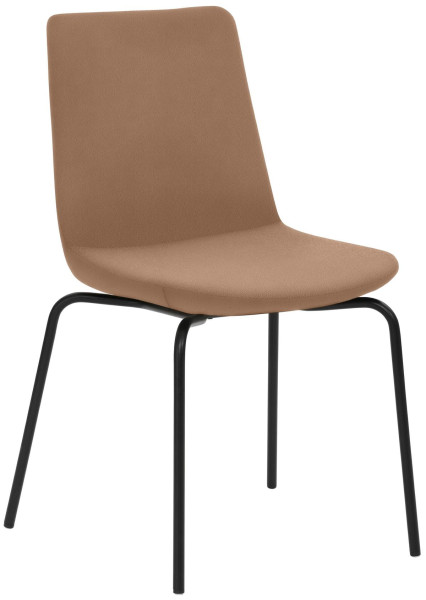 Chaise Mayer Sitzmöbel , structure à 4 pieds, revêtement en poudre noir, hauteur d'assise 49 cm, marron clair, 2008_V3_30485