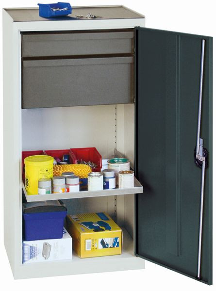armoire à outils et matériaux contondants série 3000, 7035/7016, 1 tiroir 100 mm, 1 tiroir 200 mm, 1 étagère à plateaux, 3001371