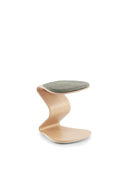 Petit tabouret NEST NATURE avec coussin d'assise plat en noix de coco, gris, 1115_96_32044