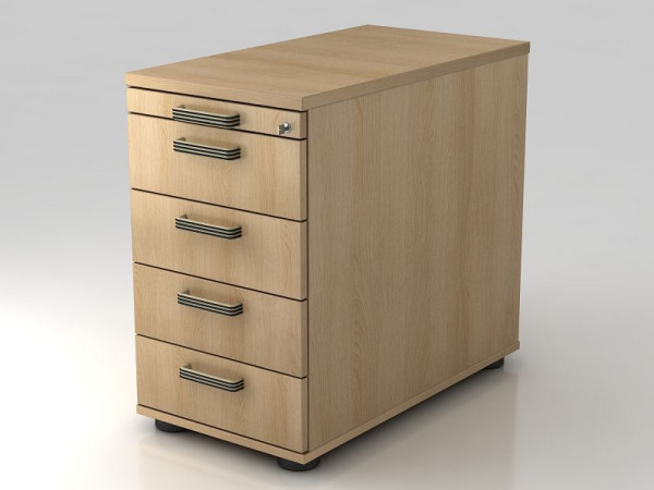 Conteneur sur pied Hammerbacher 80 cm, 4 tiroirs, poignée à barre de verrouillage chêne, 42,8x72-76x80 cm, 1/3/3/3/3 HE, VSC50/E/E/SG