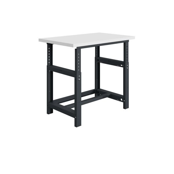 Etabli SOFAME SI, réglable en hauteur mécaniquement, 1200 x 750 x 770 à 1050 mm, plan de travail en stratifié RESITOP 30 mm, gris anthracite RAL 7016, W010010237GA