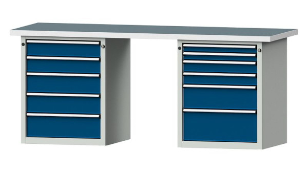 Établis ANKE Établi combiné, modèle 841 V, 2000 x 700 x 840 mm, RAL 7035/5010, UBP 40 mm, 415.120