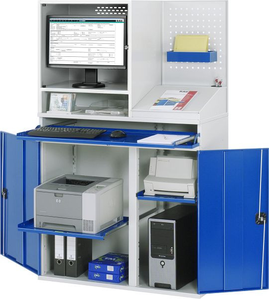 Armoire informatique RAU - modèle 67, L1100xP520xH1770mm, boîtier pour moniteur L650 x P520 x H710mm, support central pour diviser la largeur d'installation, 07-1100T-M67-MG5.11