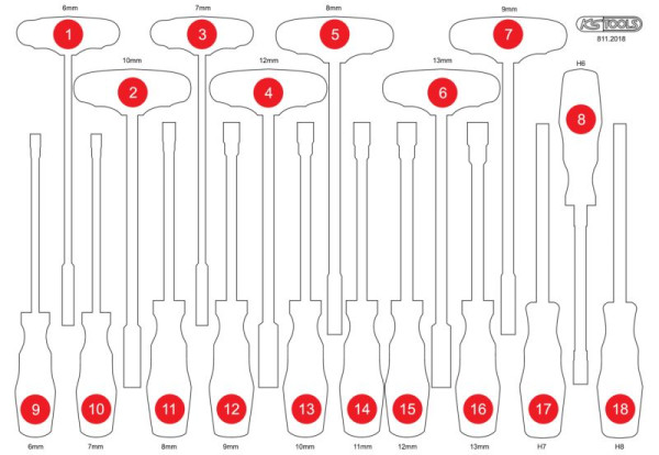 KS Tools Insert en mousse vide pour 811.2018, 811.2018-97
