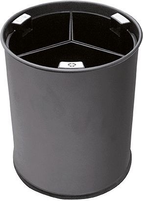 Orgavente Corbeilles de tri sélectif 13 litres de métal revêtu, 3 litres, HxØ 300x255 mm, bac noir et cuves intérieures noires, WB-1252-BLA