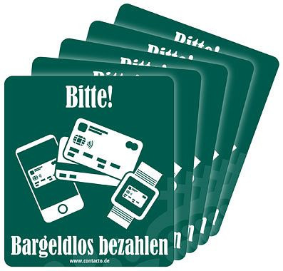 Panneau Contacto ''Payez sans espèces'', autocollant, 9 cm, paquet de 5, 7594/509