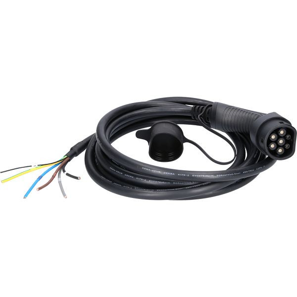 Câble de charge KS Tools, droit, extrémité ouverte / type 2 22 kw, 400 v, 32 a, 5 mètres, 117.7245