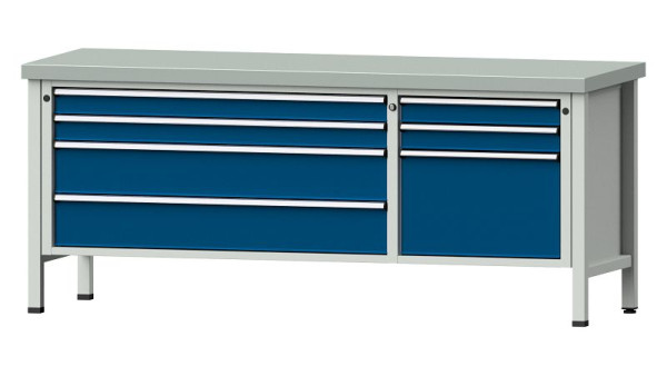 Établis ANKE Établi en caisson, modèle 288 V, 2000 x 700 x 850 mm, RAL 7035/5010, ZBP 50 mm, 304.642
