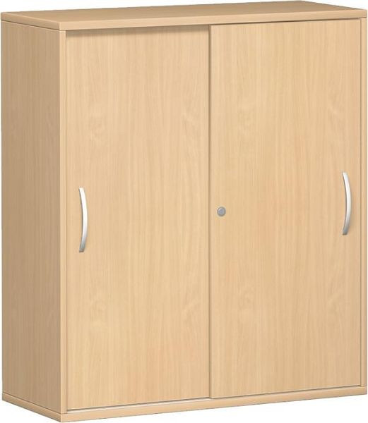 armoire à portes coulissantes geramöbel avec panneau central, 4 étagères décoratives, verrouillable, 1000x425x1152, hêtre/hêtre, N-10S310-BB