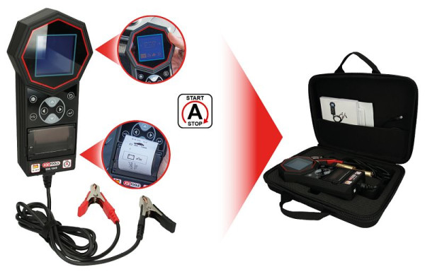 KS Tools Testeur numérique de batterie et de système de charge 12 V/24 V avec imprimante intégrée, 550.1649