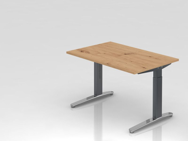 Bureau Hammerbacher XB12, 120 x 80 cm, plateau : chêne noueux, épaisseur 25 mm, chant ABS 2 mm, forme rectangulaire, poli, VXB12/R/GC