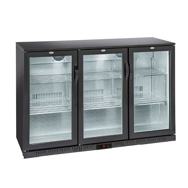 Réfrigérateur bar Gastro-Inox avec 3 portes battantes, 320 litres, 3 portes battantes, refroidissement statique avec ventilateur, 206.003