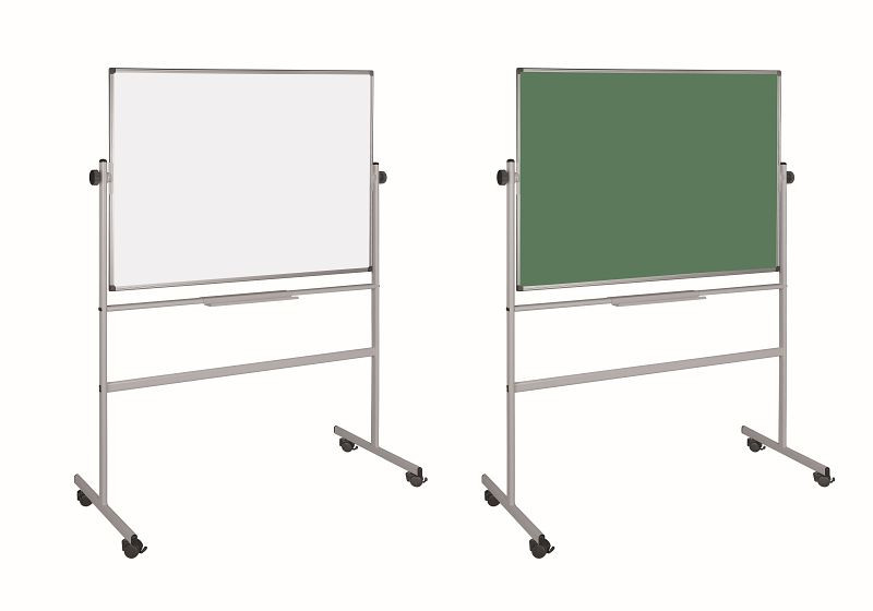 Tableau blanc à combinaison rotatif Bi-Office magnétique et côté céramique verte 120x90cm, QR0213