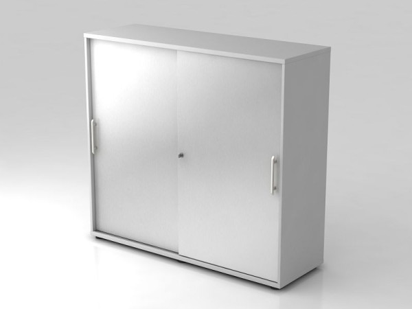 Hammerbacher armoire à portes coulissantes 3OH 120cm poignée de garde-corps gris/argent, 120x40x110 cm (LxPxH), V1753S/5/S/RE