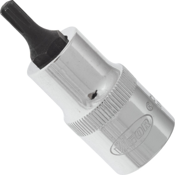 Embout de tournevis VIGOR RIBE, carré creux 12,5 mm (1/2 pouce), profil à coin interne Ribe-CV, M5, longueur : 55 mm, V2202