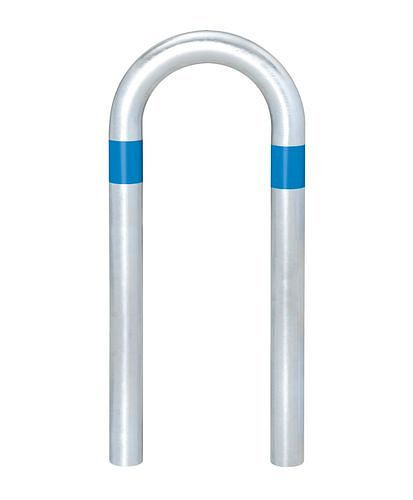 Support de protection contre les chocs pour borne de recharge DENIOS, galvanisé, L 360 mm, anneaux bleus, à encastrer dans le béton, 280-393
