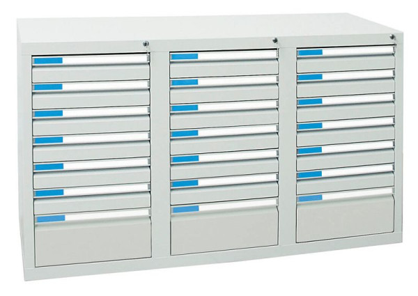 armoire à tiroirs émoussés série ESTA, RAL 7035/7035, 21 tiroirs (18x100, 3x200 mm), 7603207