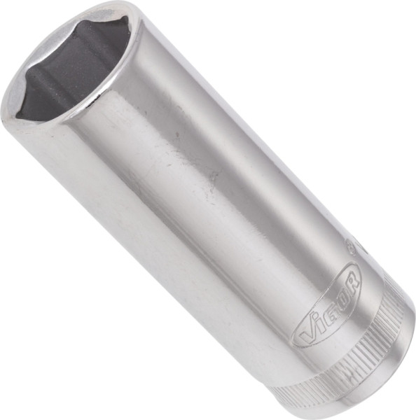 VIGOR insert de clé à douille, long, carré creux 10 mm (3/8 pouce), profil à six pans extérieurs, 17 mm, V2314N