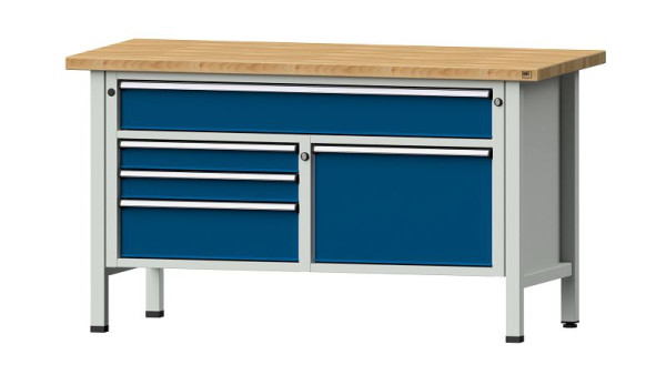 Établis ANKE Établi en caisson, modèle 256 V, 1500 x 700 x 840 mm, RAL 7035/5010, BMP 40 mm, 304.096