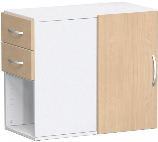 armoire complémentaire geramöbel avec tiroirs, porte tournante avec amortisseur de porte, utilisable à gauche ou à droite, avec pieds réglables, 420x820x720, hêtre/blanc, S-381300-BW