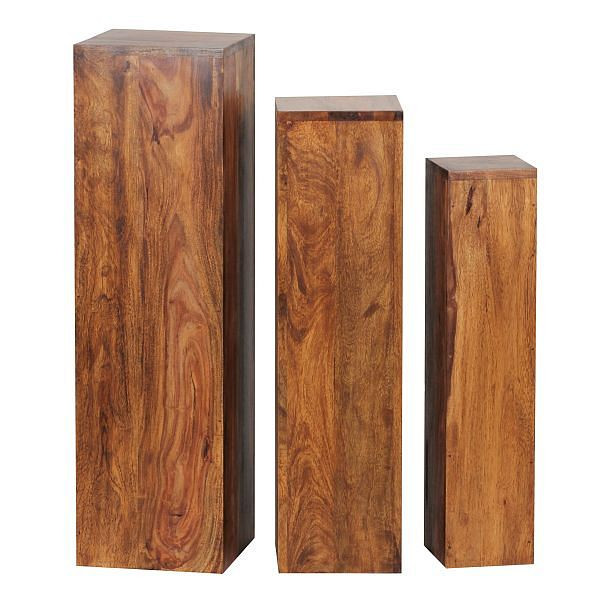 Wohnling table d'appoint lot de 3 tables en bois massif 24,5x85x24,5 cm Sheesham, WL1.566