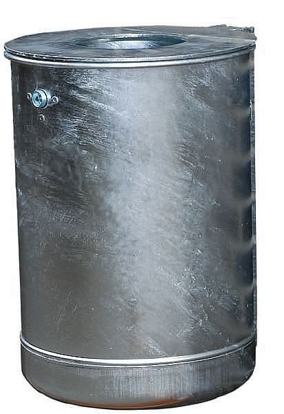 Conteneur à déchets rond Renner d'environ 50 L, non perforé, avec disque de couvercle stable, galvanisé à chaud, 7039-20FV