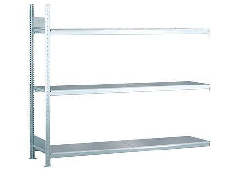 Rayonnage grande portée Schulte avec tablettes en acier, champ supplémentaire, 3 niveaux de rangement, largeur des compartiments 2500 mm, 2506 x 436 x 2000 mm, 278903