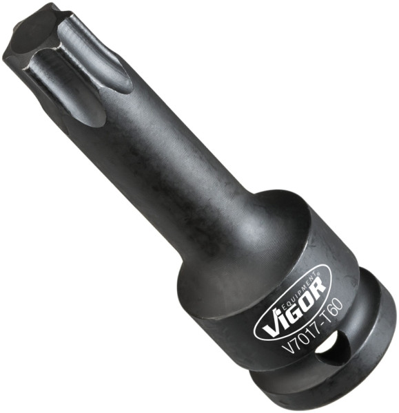 Embout de tournevis pour clé à chocs VIGOR, carré creux 12,5 mm (1/2 pouce), profil TORX interne, T60, V7017-T60