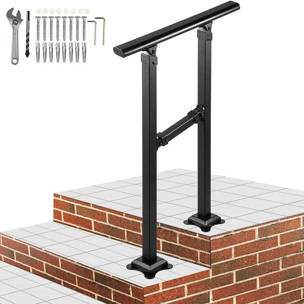 Rampe d'escalier extérieure VEVOR avec kit d'installation, couleur : noir mat, TZFGZXSLZFSD1DO89V0