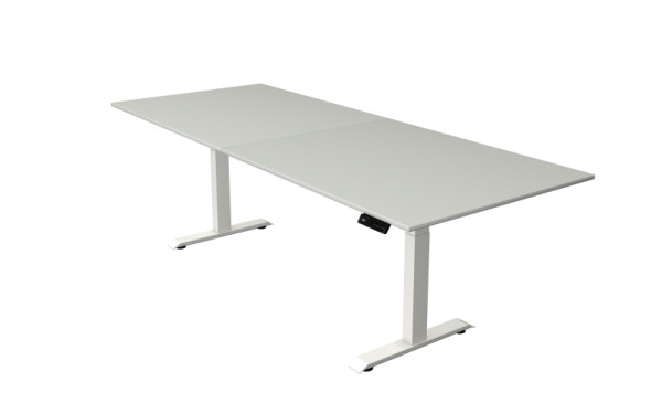 Kerkmann table debout/assise Move 4 nouveau 250 x 100 cm cadre blanc, plateau gris clair, 10091211