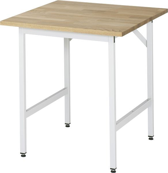 Table de travail RAU série Jerry (3030) - plateau en hêtre massif réglable en hauteur, 750x800-850x800 mm, 06-500B80-07.12