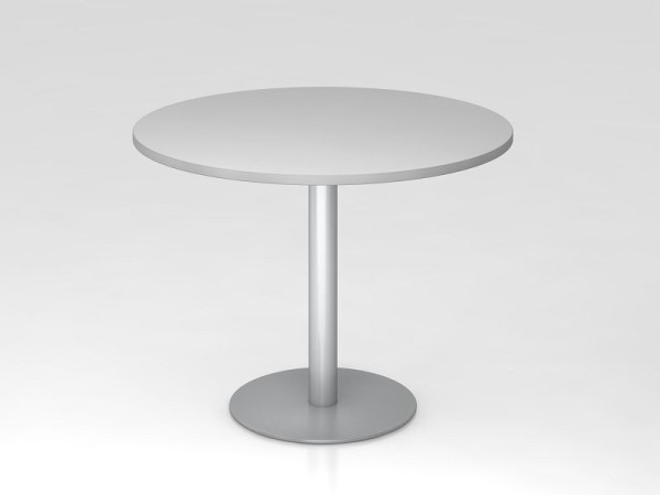 Table de réunion Hammerbacher 100cm ronde gris/argent, structure argentée, VSTF10/5/S