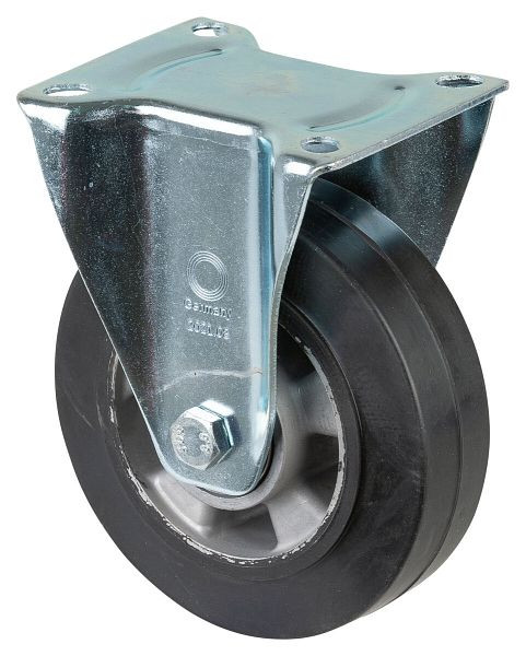 Rouleau de transport BS rollers, rouleau fixe, largeur de roue 50 mm, roue Ø 160 mm, capacité de charge 300 kg, pneus élastiques noirs, aluminium, roulements à billes, L410.B80.160