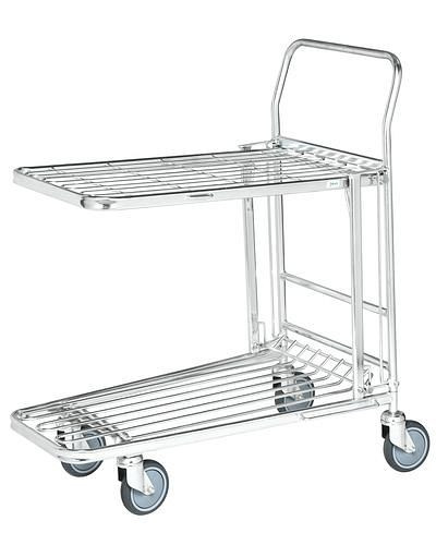 Chariot de courses polyvalent Kongamek KM, empilable, galvanisé, 2 étagères grillagées, 300 kg, 860x530 mm, 255355