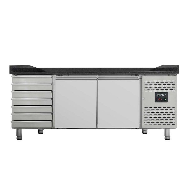 Table réfrigérée à pizza Vaiotec EASYLINE 800 / 2 portes & 7 tiroirs "noir", 10074