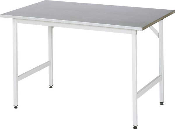 Table de travail RAU série Jerry (3030) - réglable en hauteur, plan de travail avec revêtement en tôle d'acier, 1250x800-850x800 mm, 06-500S80-12.12